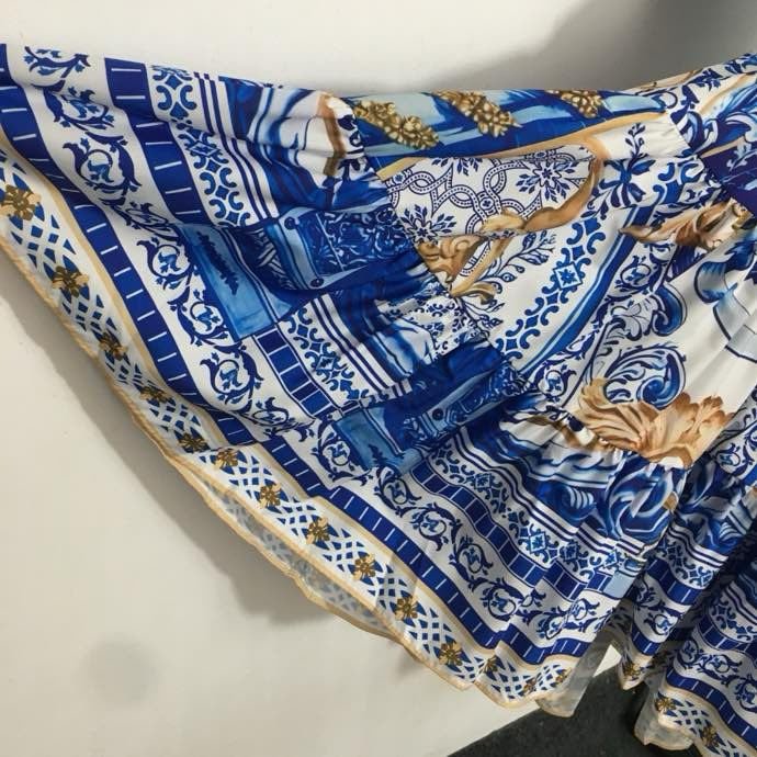 Платье с принтом листьев лотоса фото 6