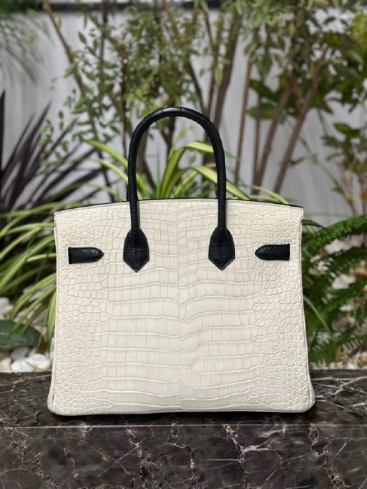 Сумка Birkin 30 in Silver из кожи крокодила фото 4