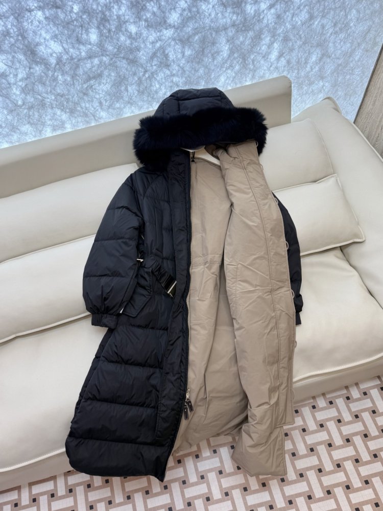 Довга двостороння куртка, комір з хутра лисиці фото 4
