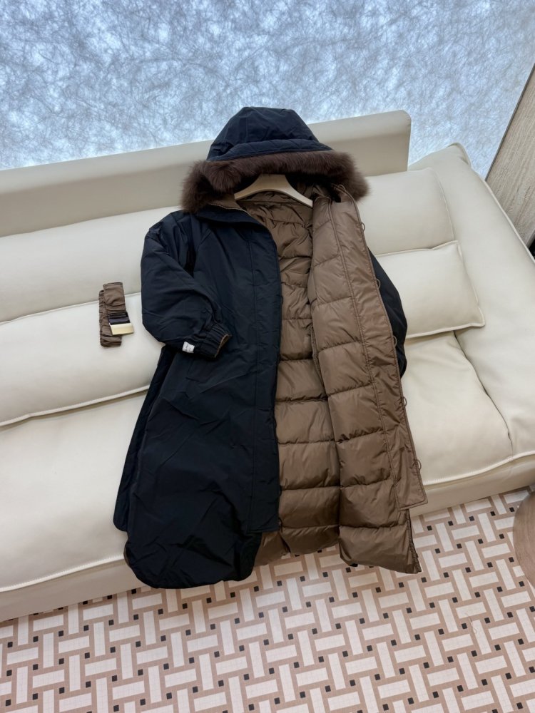 Длинная двусторонняя куртка, воротник из меха лисы фото 5