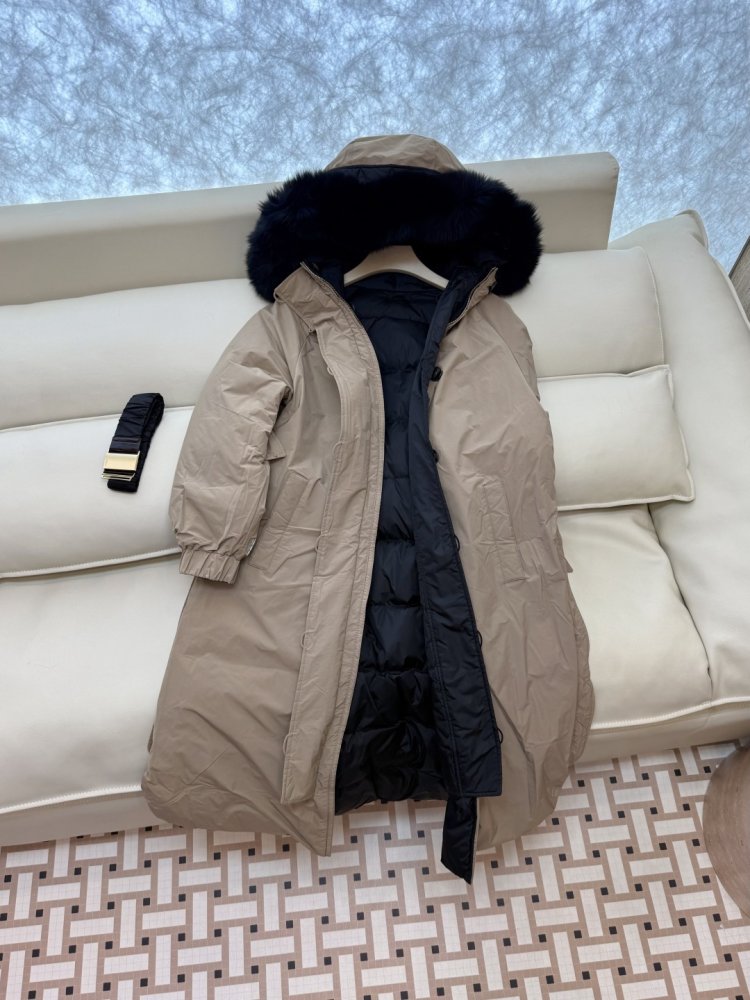 Довга двостороння куртка, комір з хутра лисиці фото 5