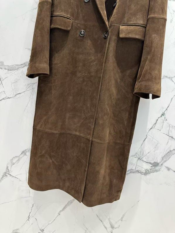 Long leather coat women's фото 4