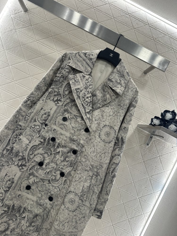 Длинное пальто из джинсовой ткани с принтом фото 3