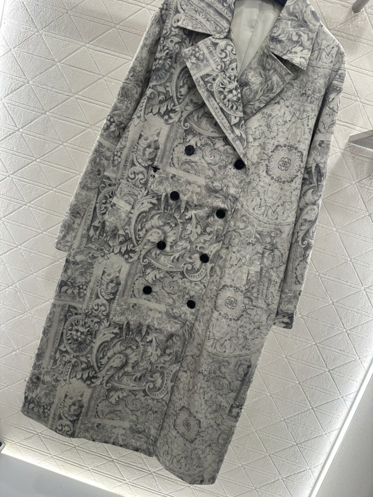 Длинное пальто из джинсовой ткани с принтом фото 4