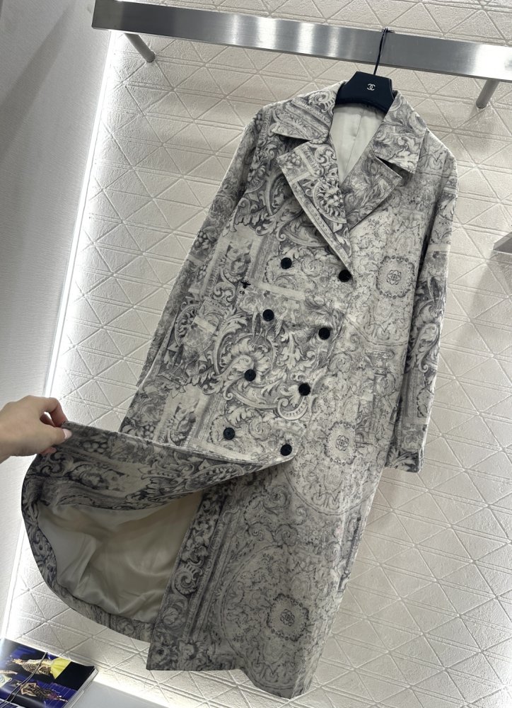 Длинное пальто из джинсовой ткани с принтом фото 5