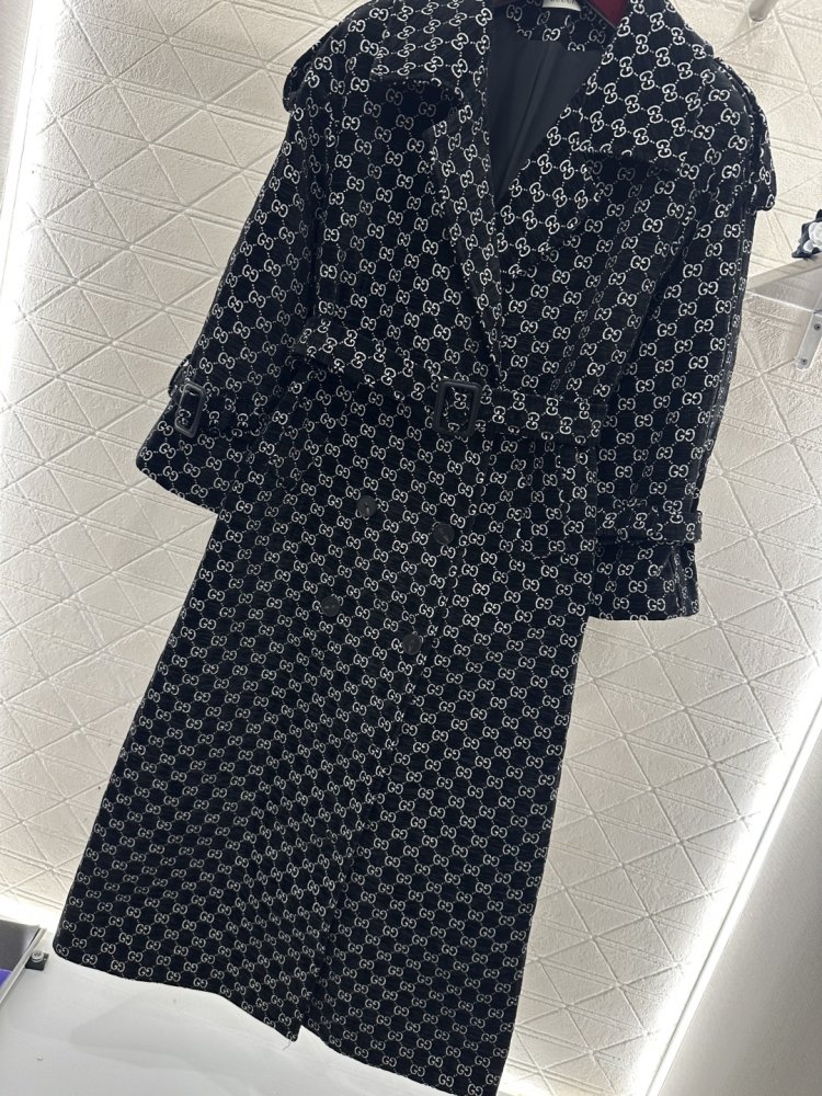 Длинное пальто с жаккардовым воротником фото 4