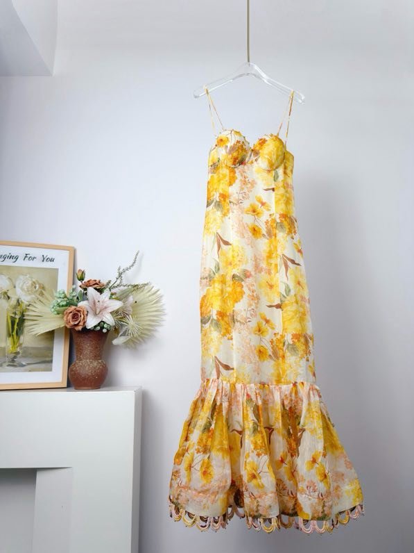Long dress from two thin straps