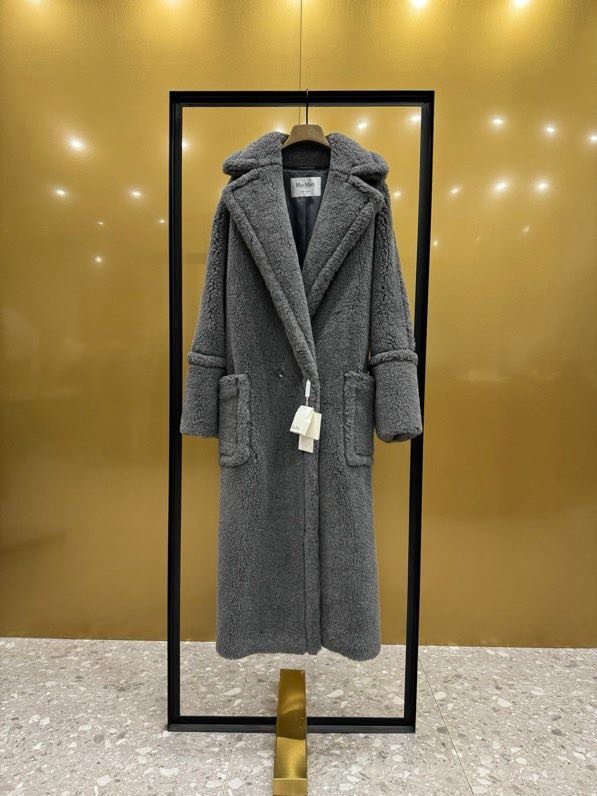 Длинное серое пальто Teddy Bear