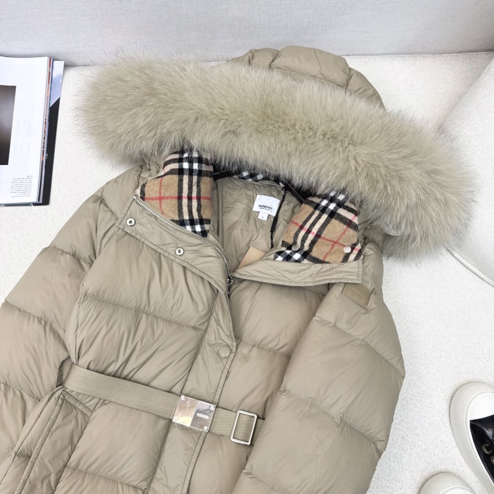 A long Down jacket from fur collar and hood фото 6