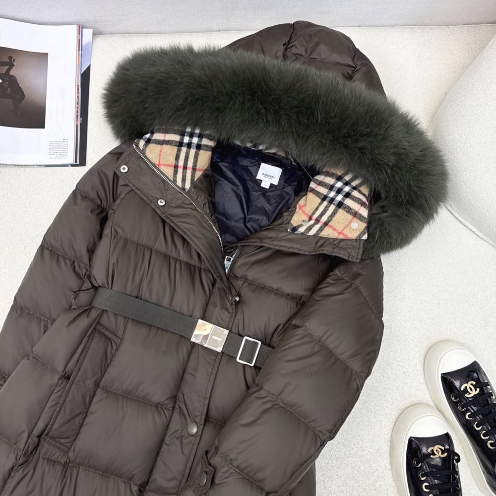 A long Down jacket from fur collar and hood фото 6