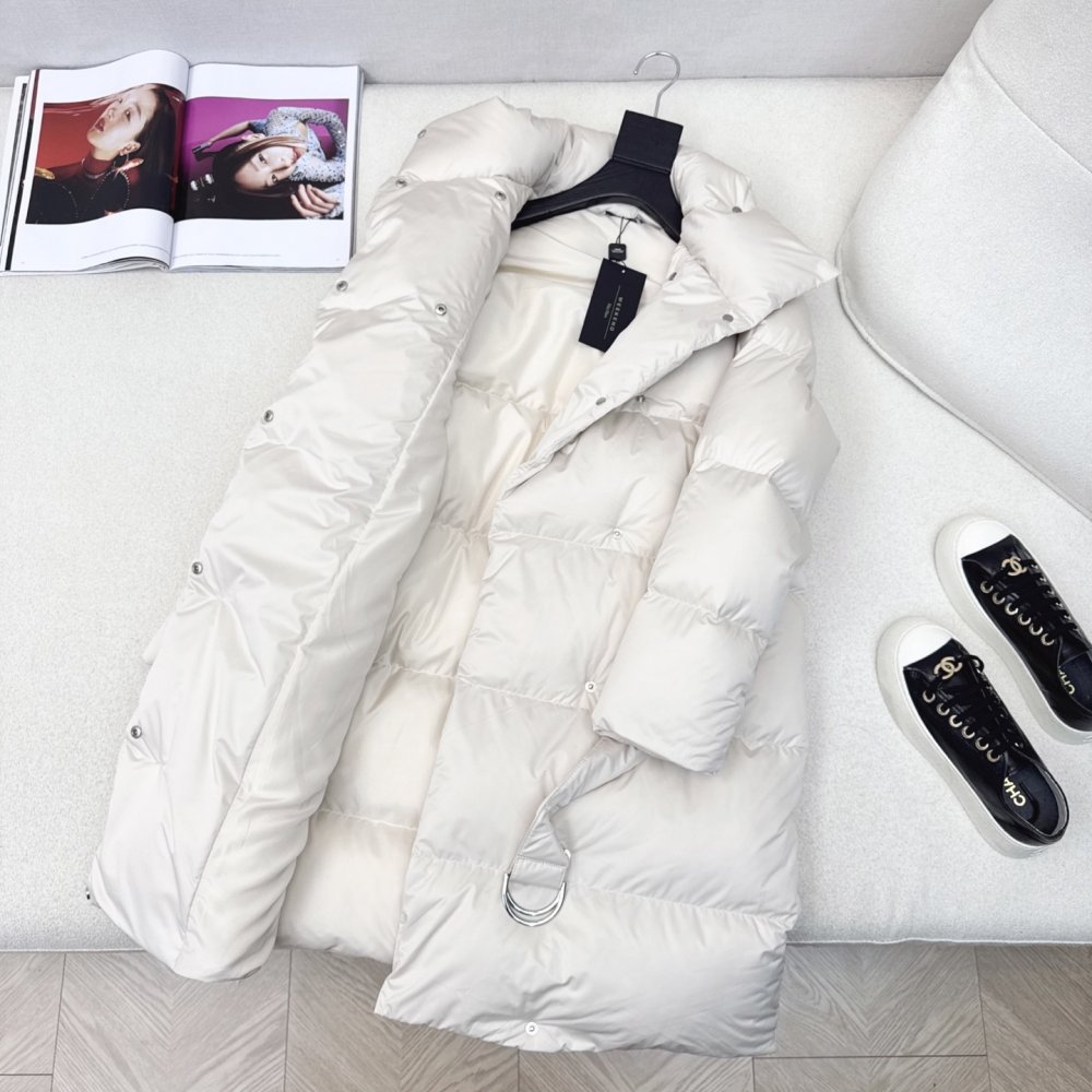 Длинный пуховик с воротником стойкой фото 7