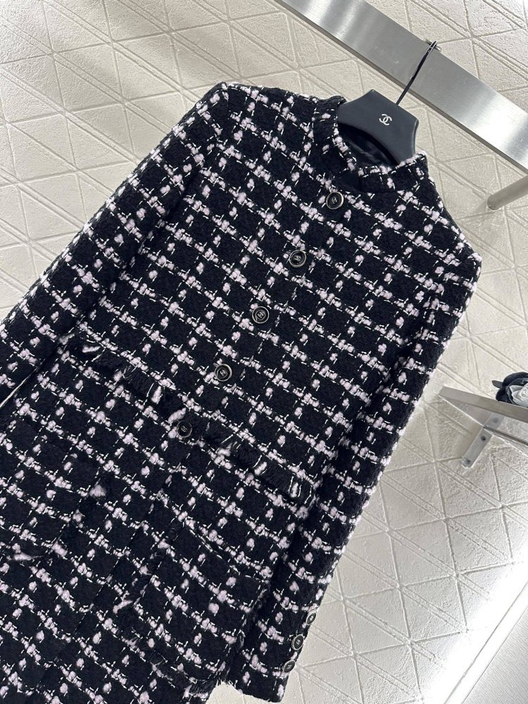 Довгий вовняний твід жіночий фото 3