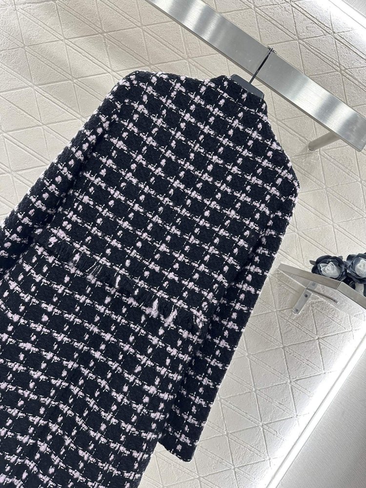 Довгий вовняний твід жіночий фото 4