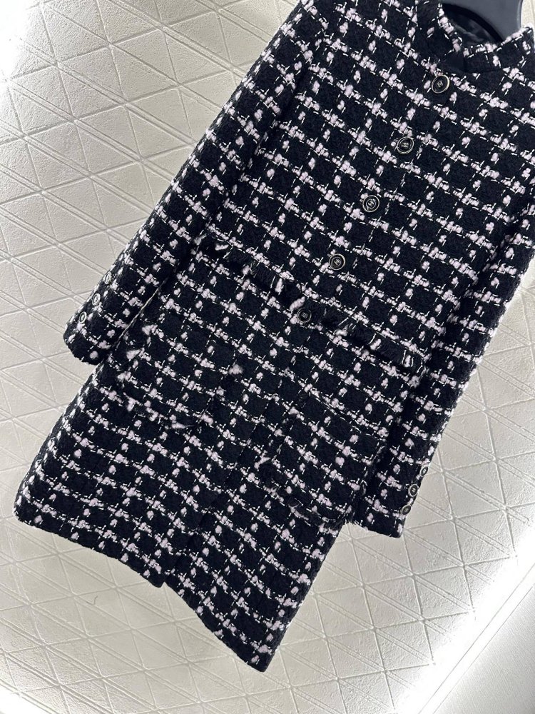 Довгий вовняний твід жіночий фото 5