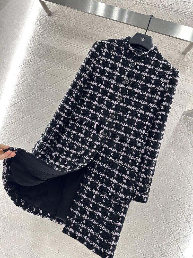 Довгий вовняний твід жіночий фото 6