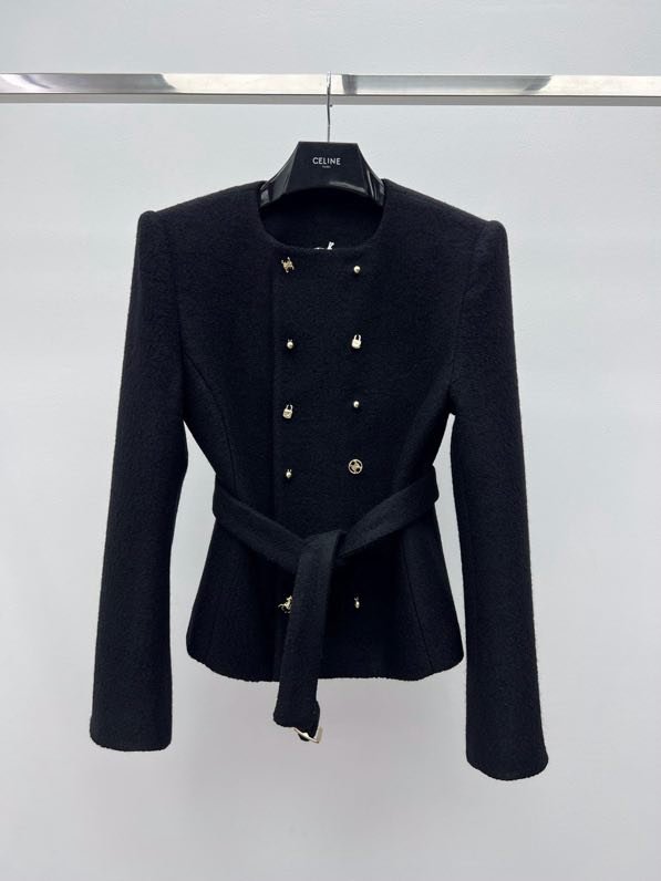 Двубортное шерстяное пальто