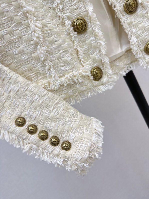 Двубортное твидовое пальто фото 5