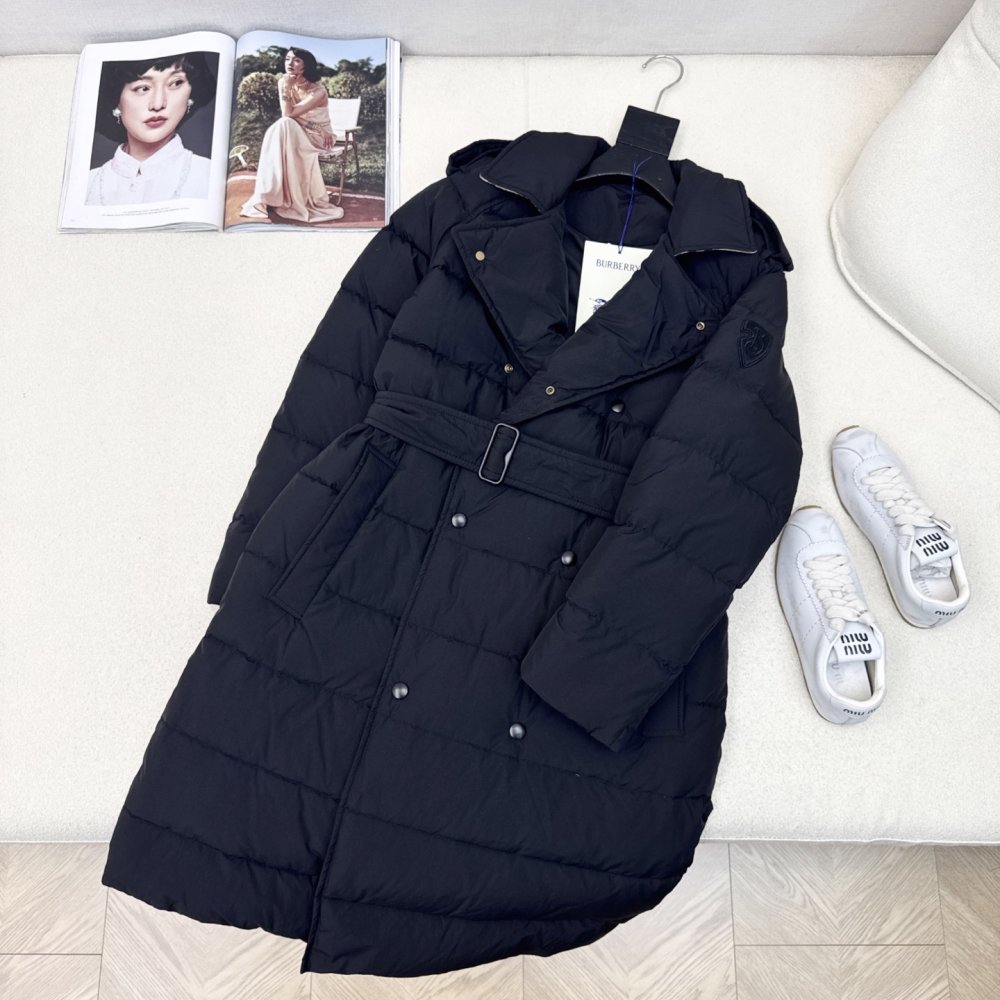 Двубортный длинный пуховик женский фото 3