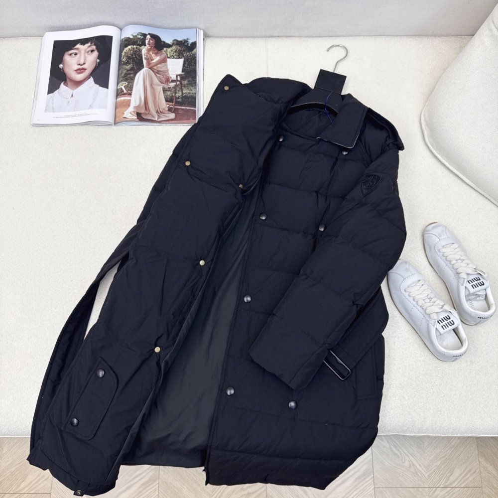 Двубортный длинный пуховик женский фото 7