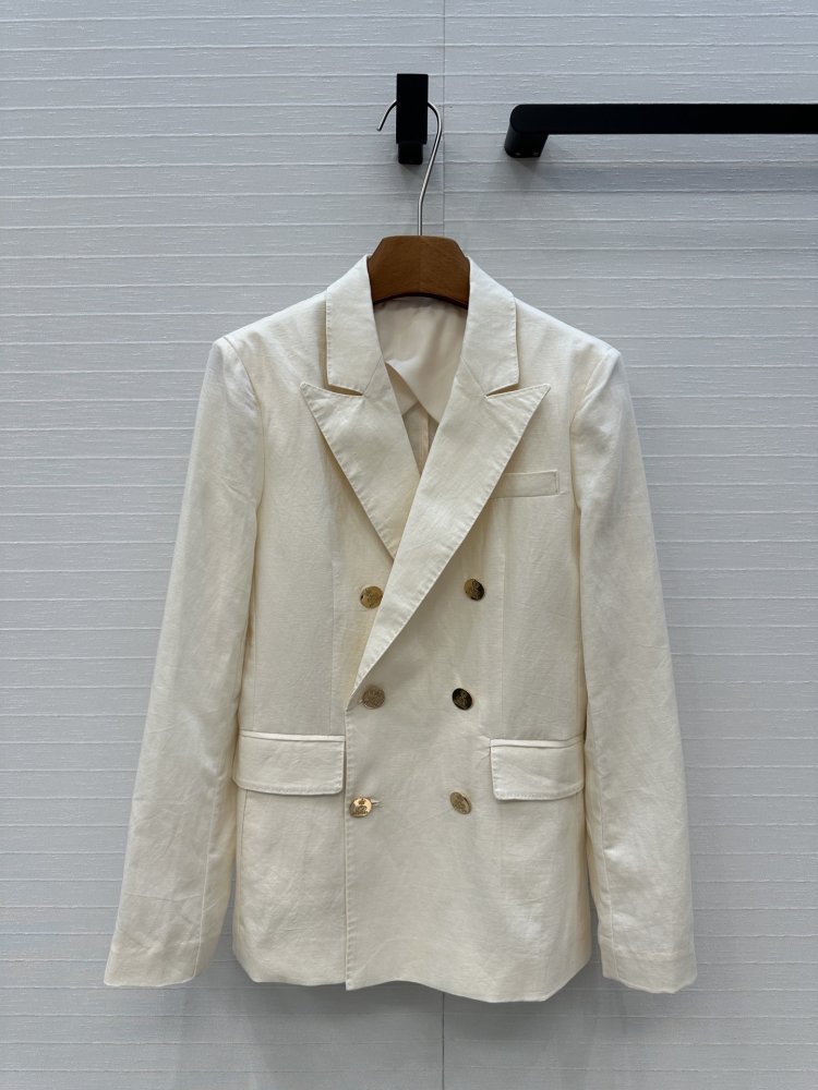 Двубортный льняной блейзер