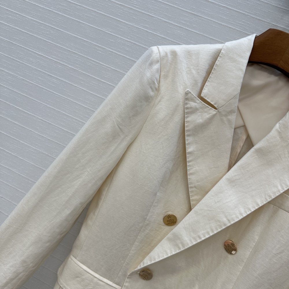 Двубортный льняной блейзер фото 3