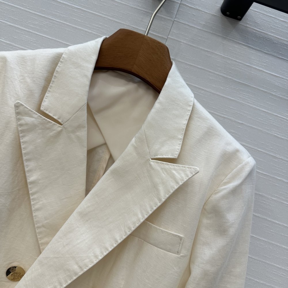 Двубортный льняной блейзер фото 4