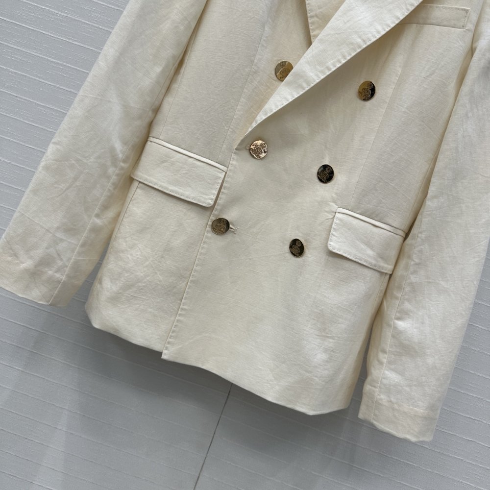 Двубортный льняной блейзер фото 5