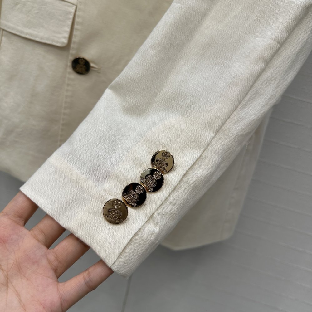 Двубортный льняной блейзер фото 6