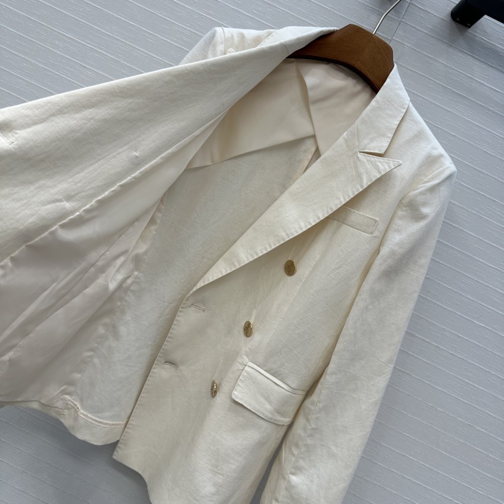 Двубортный льняной блейзер фото 7