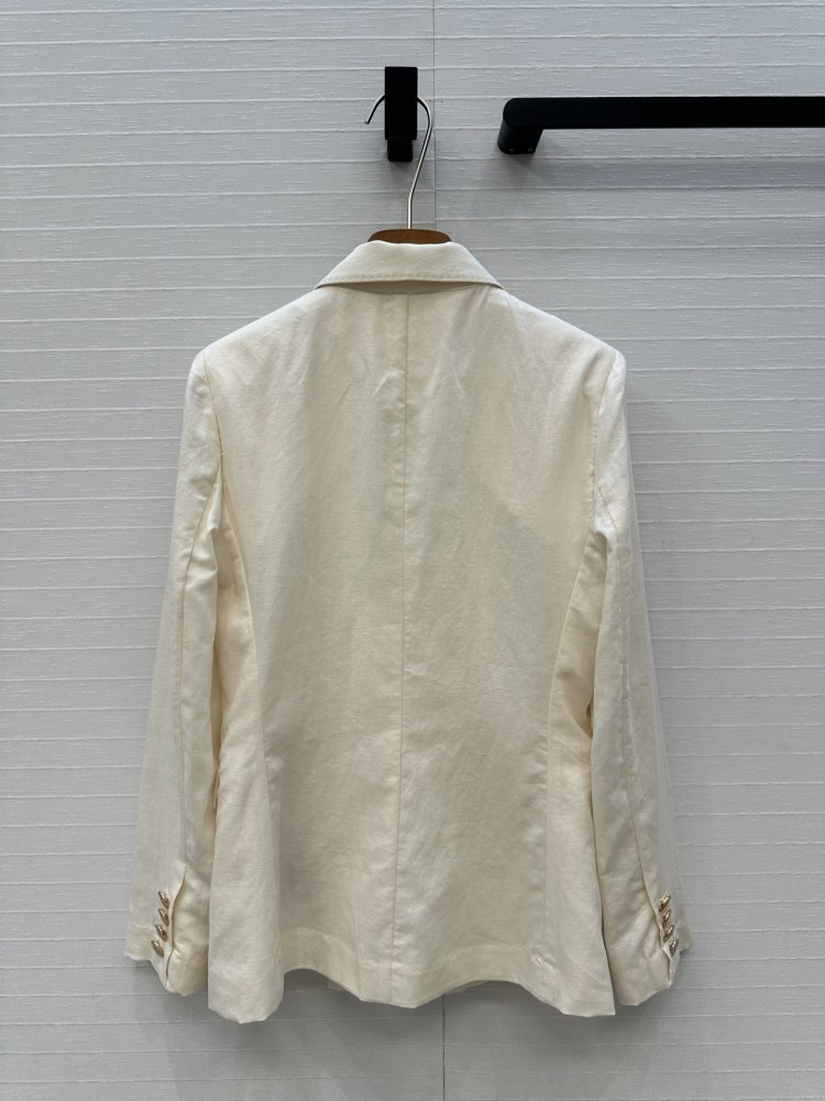 Двубортный льняной блейзер фото 9