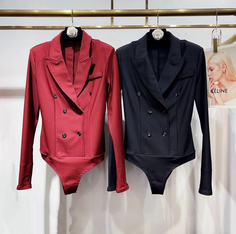 Double-breasted slinky a jacket bodysuit фото 4
