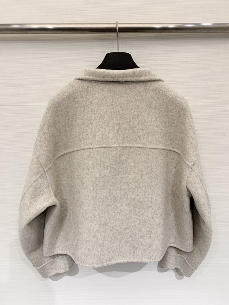 Двухкарманное вовняне пальто з лацканами фото 8