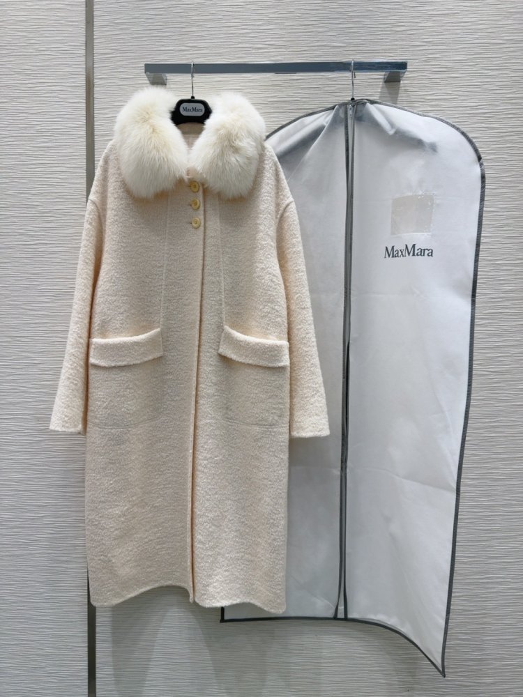 Двостороннє кашемірове пальто c лисячим хутром