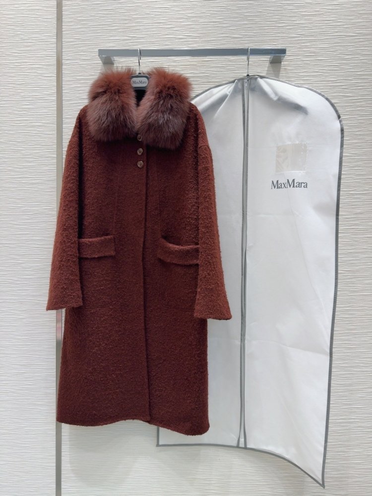 Двустороннее кашемировое пальто c лисьим мехом