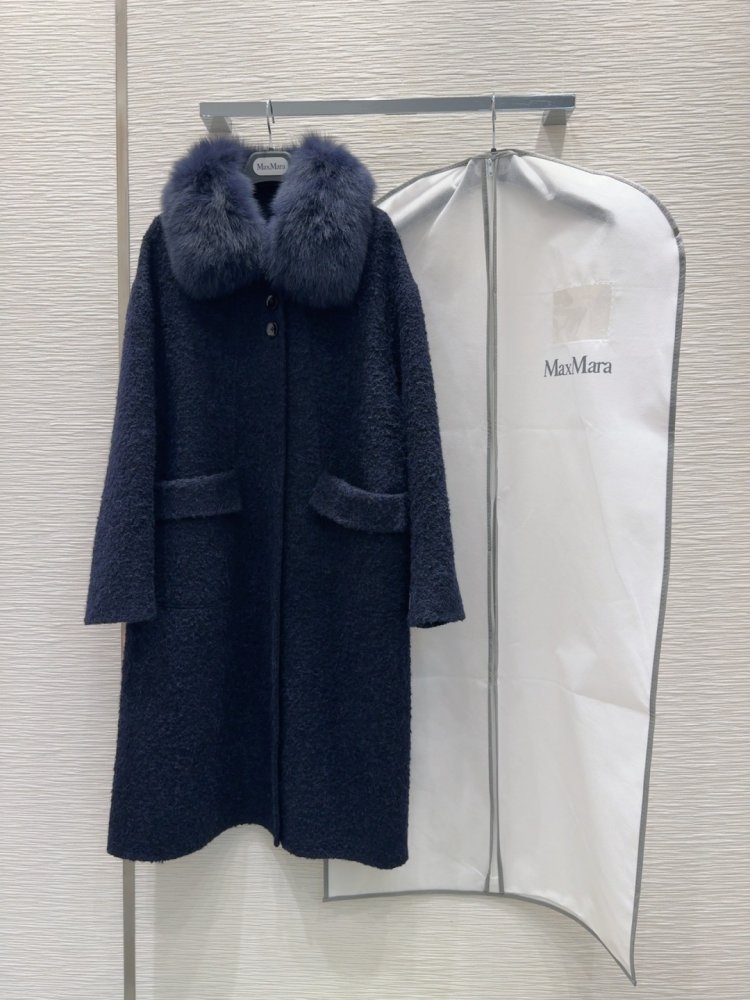 Двостороннє кашемірове пальто c лисячим хутром