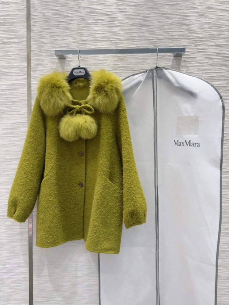 Двустороннее кашемировое пальто c лисьим мехом