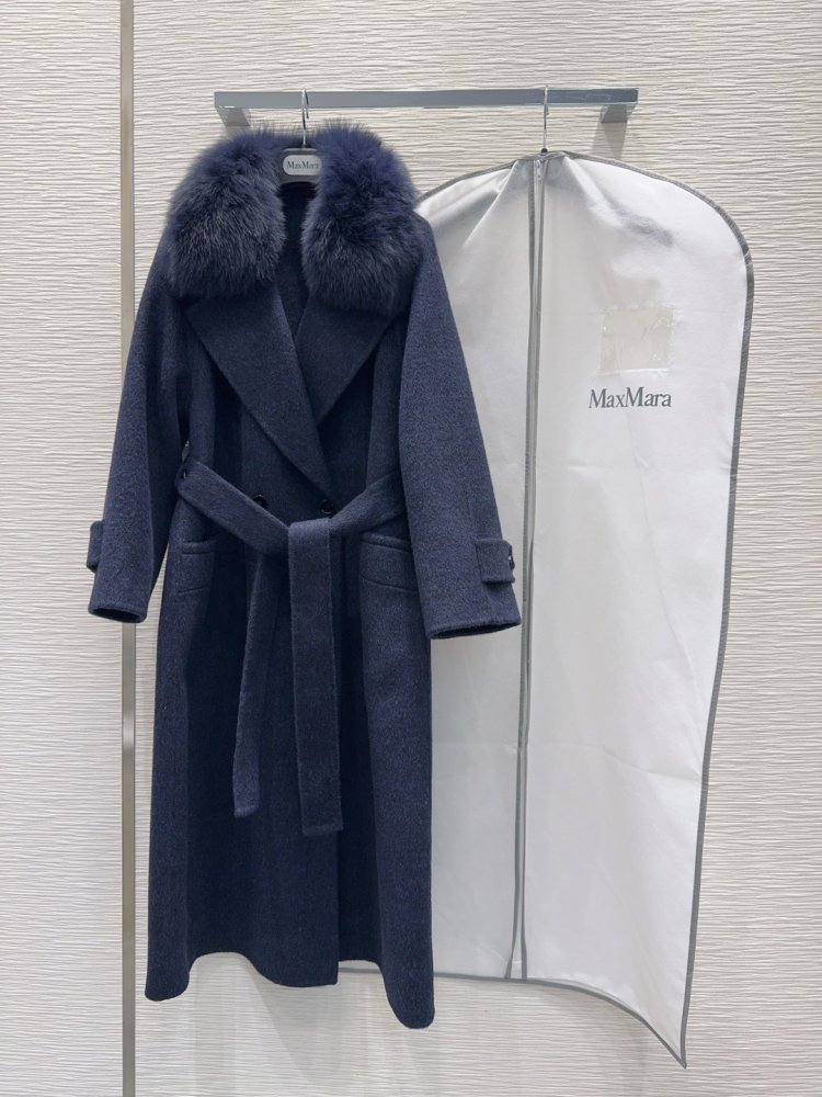 Двустороннее кашемировое пальто c лисьим мехом