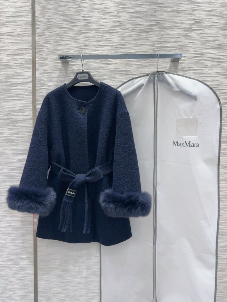 Двустороннее кашемировое пальто c лисьим мехом