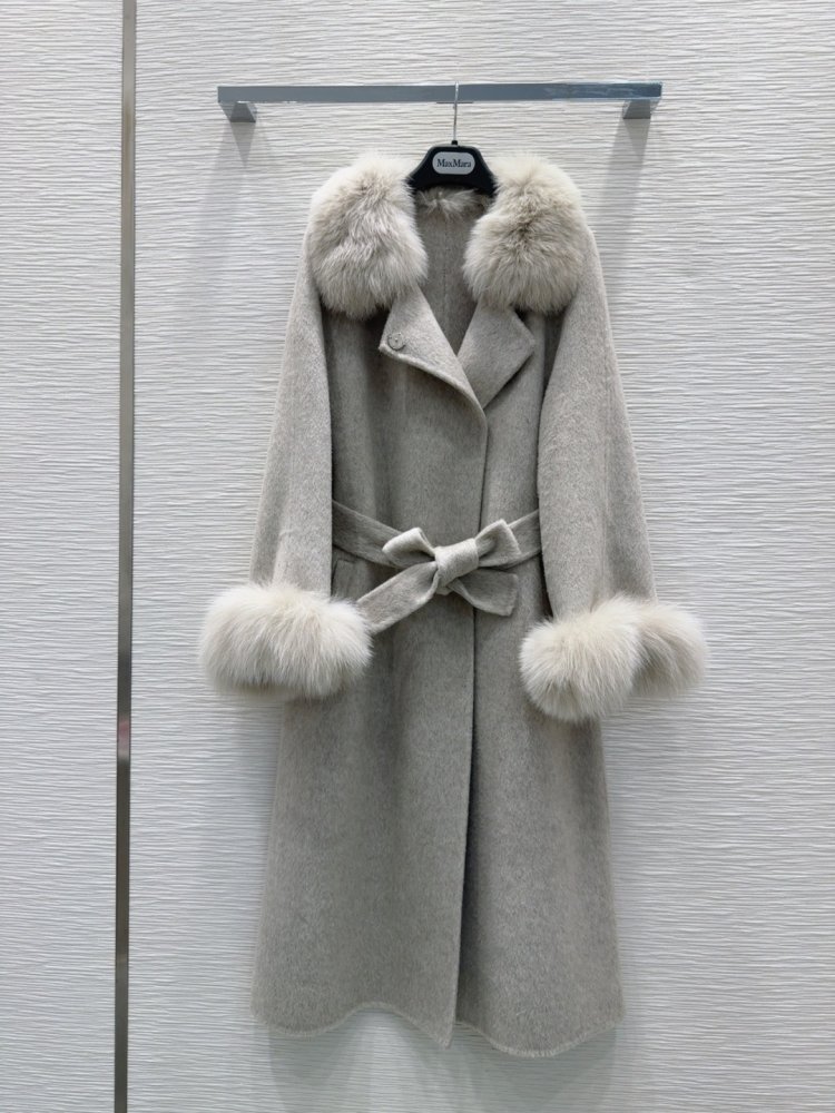 Двостороннє кашемірове пальто c лисячим хутром фото 2