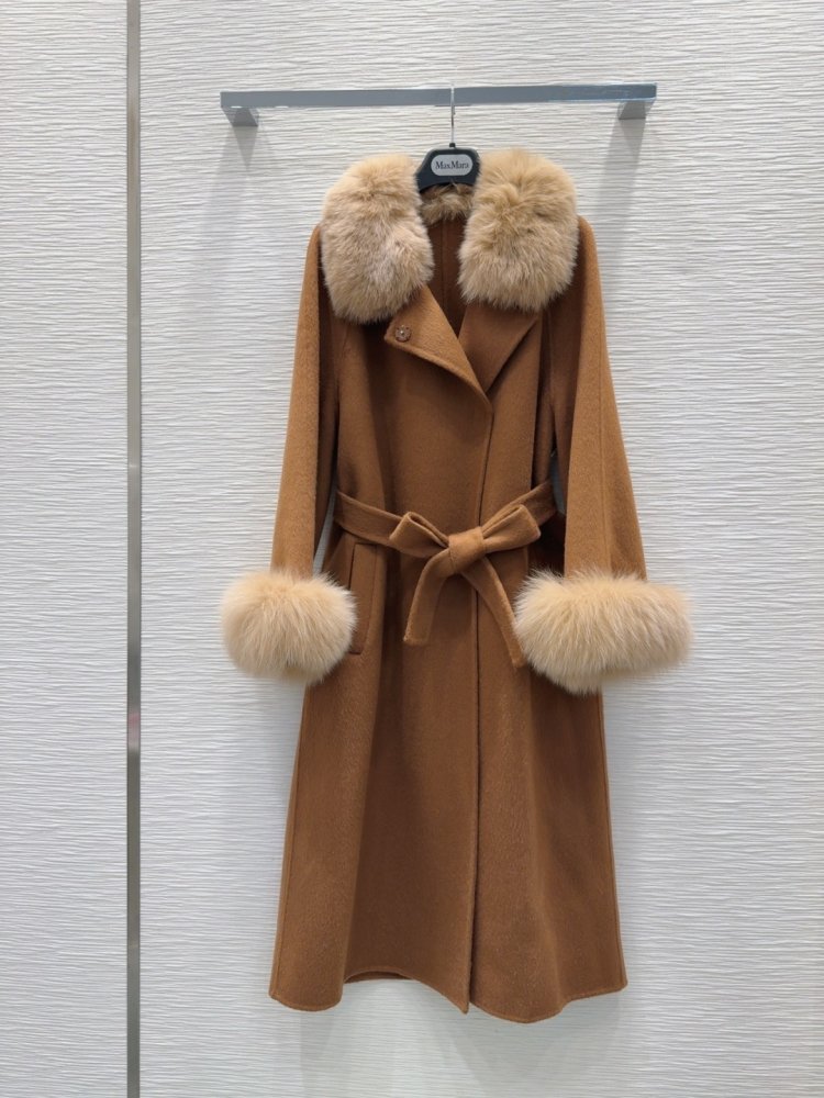 Двостороннє кашемірове пальто c лисячим хутром фото 2