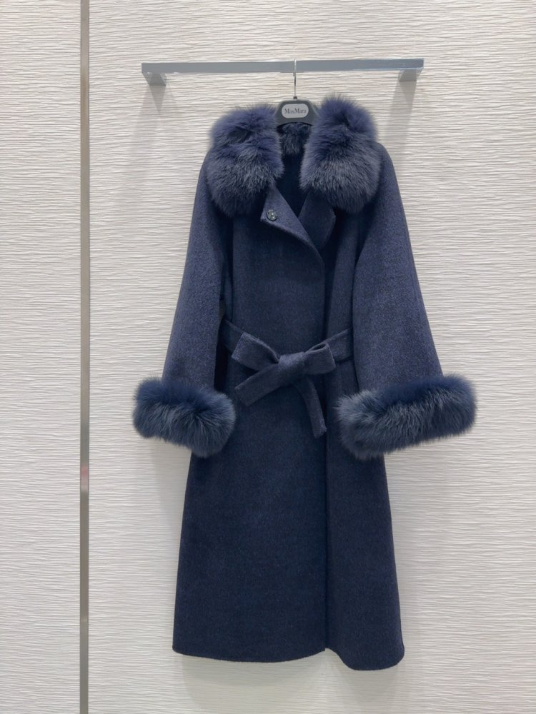 Двостороннє кашемірове пальто c лисячим хутром фото 2