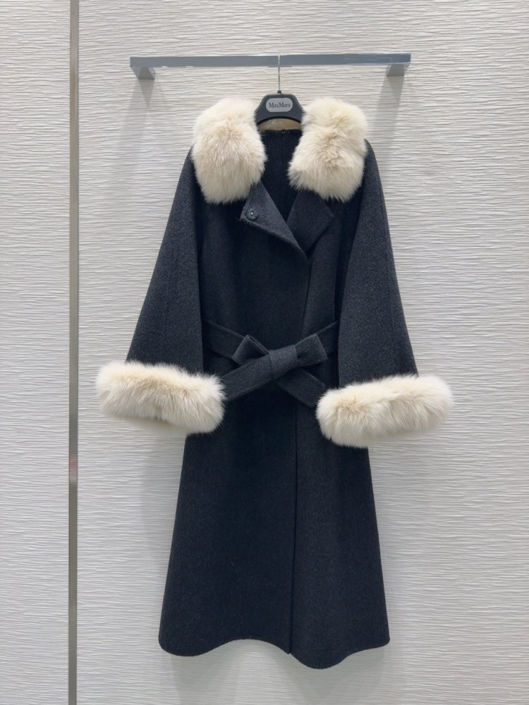 Двостороннє кашемірове пальто c лисячим хутром фото 2