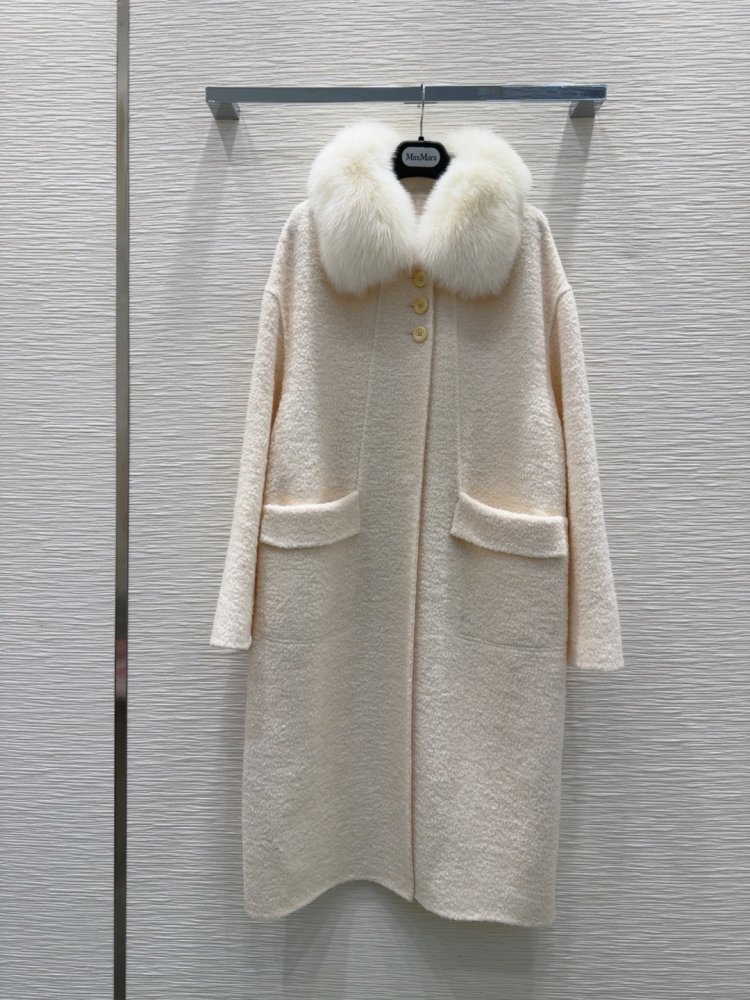 Двостороннє кашемірове пальто c лисячим хутром фото 2