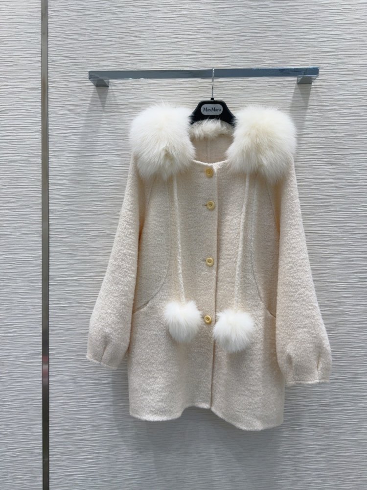 Двустороннее кашемировое пальто c лисьим мехом фото 2