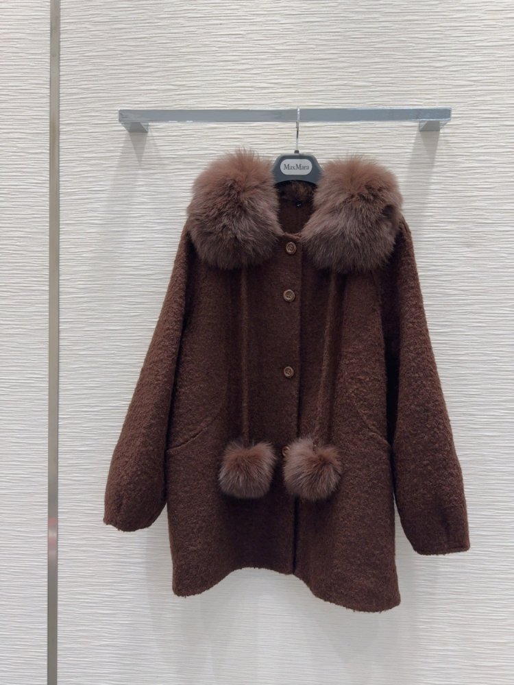 Двустороннее кашемировое пальто c лисьим мехом фото 2