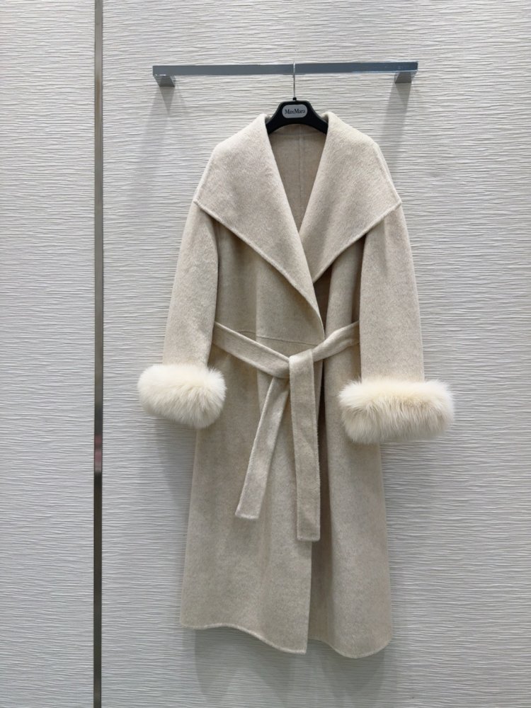 Двустороннее кашемировое пальто c лисьим мехом фото 2