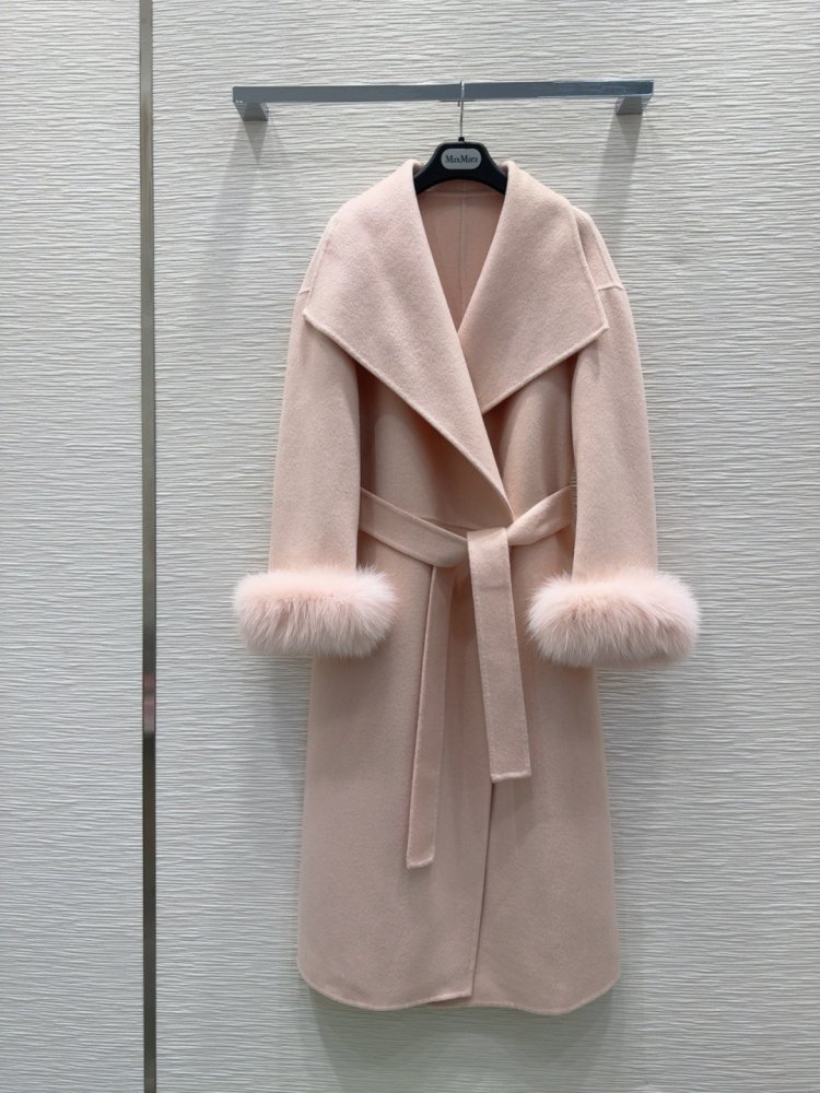 Двустороннее кашемировое пальто c лисьим мехом фото 2