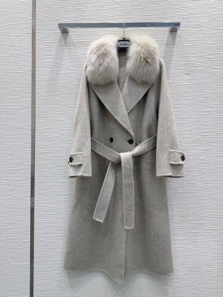 Двустороннее кашемировое пальто c лисьим мехом фото 2