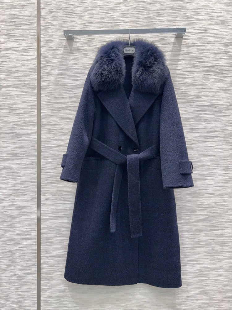 Двустороннее кашемировое пальто c лисьим мехом фото 2