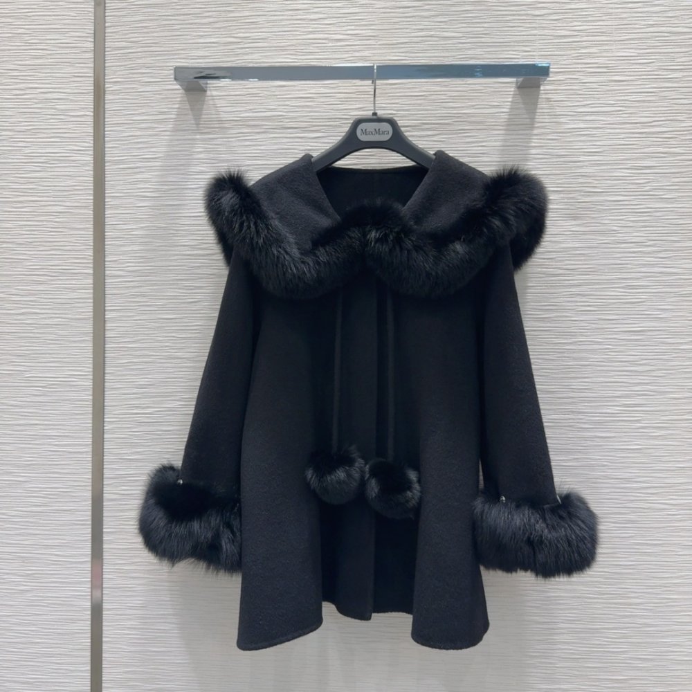 Двустороннее кашемировое пальто c лисьим мехом фото 2